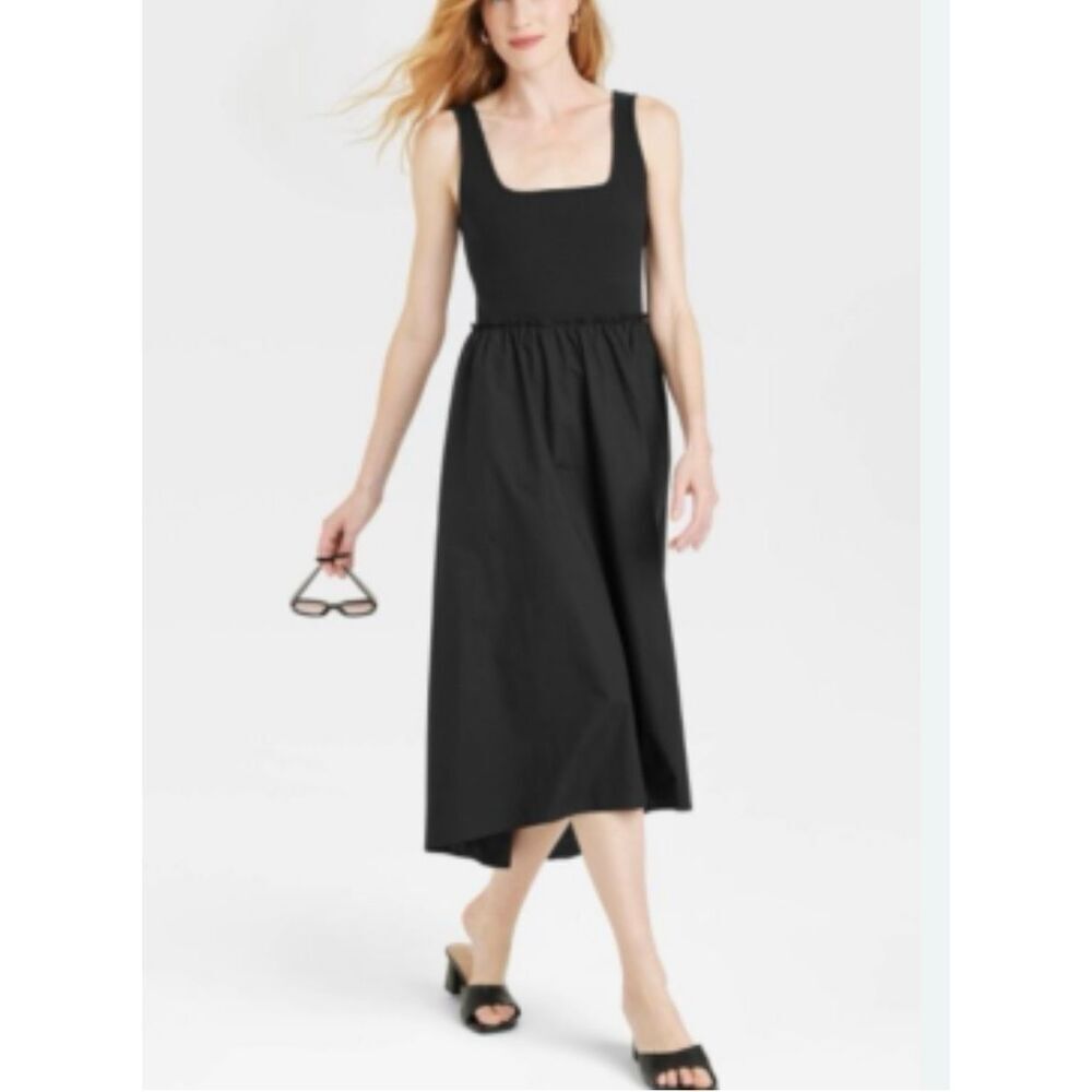A New Day two for ballet black ribbed tank midi dress size xs